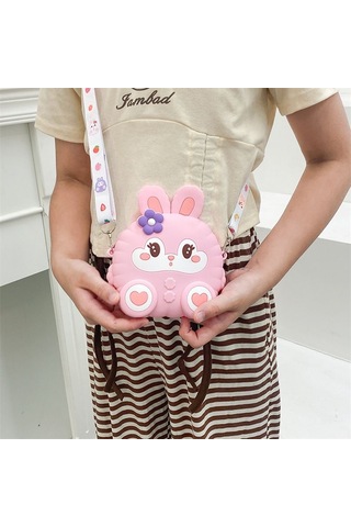 Karikatür Tavşan Silikon Çanta-pembe Pembe