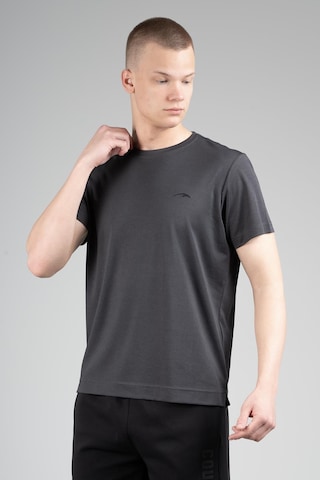 Maraton Regular Erkek Bisiklet Yaka Siyahmelanj T-shirt Siyah - Melanj