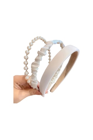 Vkemall 3'lü İpek Ve İncili Saç Kayışı Seti - Kadınlar İçin Şık Ve Fonksiyonel Saç Aksesuarı