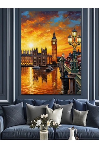 Londra Big Ben Manzarası Dekoratif Kanvas - Mdf Ahşap Tablo