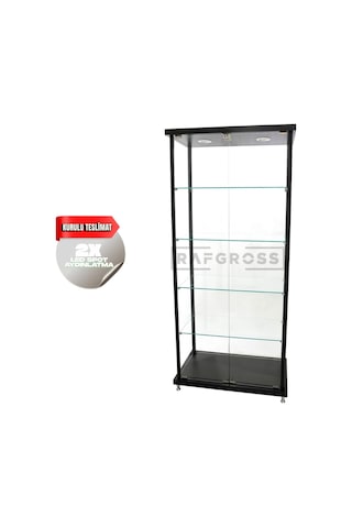 Kurulu Teslimat Camlı Dolap Camlı Vitrin Siyah 30 x 70 x 175 CM Kurulu Teslimat Camlı Dolap Camlı Vitrin Siyah 30 x 70 x 175 CM
