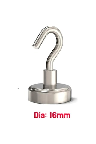 2 Adet Çok Amaçlı Güçlü Neodyum Mıknatıs Manyetik Kanca Askı - 16 Mm Çap Gümüş