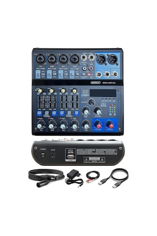 Karın Bölgesix Mdx-06fxu Ses Mikseri Stüdyo Kayıt İçin 6 Kanal Ses Kartlı 99 Dsp Efektli +48v-usb-bluetooth