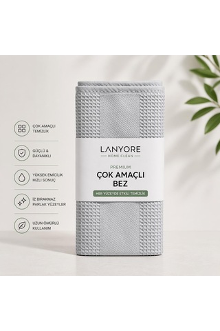 Lanyore Home Clean Premium Çok Amaçlı Temizlik Bez Gri 55x40