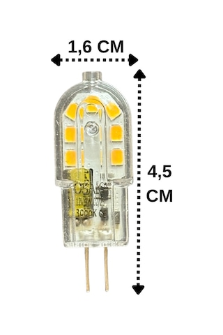 10 Adet Osaka 12volt 3w Sarı Işık 3000k G4 Duylu Led Kapsül Ampul