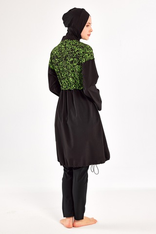 Spor Likra Tam Kapalı Tesettür Mayo Selına 1217 Siyah Siyah02 Siyah