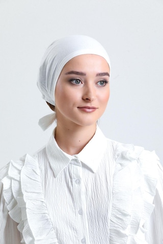 Hürrem Bone Krem Arkadan Bağlamalı Tesettür Bone Penye Kumaş Düz Bone 1011 40 Krem