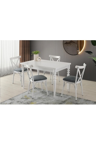 Cunda Bahar Mutfak Masası Sandalye Takımı 70x110 Beyaz