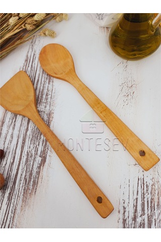 Ahşap Tahta Mutfak Kaşık Seti 2 Parça Kayın Şimşir Ağacı 2-6