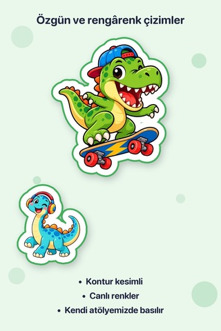 Dinozorlar İş Başında 2 Adet Dev Dinozor Sticker Çıkartma A4 Laptop Etiketi Çok Renkli