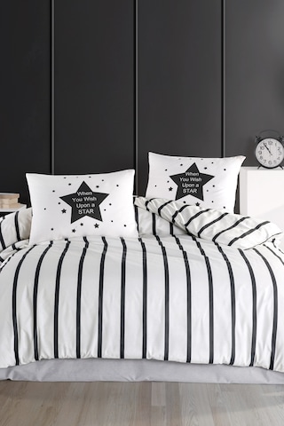 Eponj Home Kolay Ütülenir Nevresim Takımı Çift Kişilik Funnystar Siyah-beyaz Siyah-beyaz