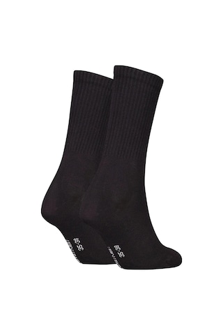 Calvin Klein Unisex Ck Monogram Logo Crew Socks 2 Pears Unisex Pamuklu 2 Li Paket Günlük Spor Çorap Siyah