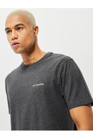 Columbia CSC M Basic Logo Brushed Erkek Kısa Kollu T-Shirt Gri Antrasit Melanj