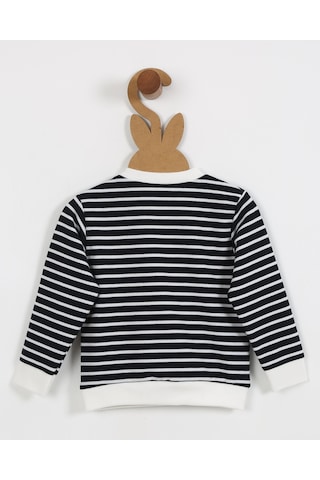 Luess Erkek Çocuk Çizgili Baskı Detaylı Sweatshirt 6ay-4yaş -lacıvert Lacivert