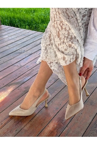 Ervanın Butiği Bej Süet Ketty Kadın Topuklu Stiletto-6051