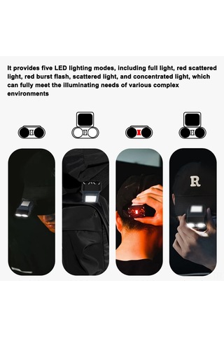 Vkemall Kafaüstü Ve Şapka Klipsü Led Feneri, 5 Işık Modu İle Sürekli Parlaklık, 1500mah Pil Ve Ipx4 Su Geçirmezlik