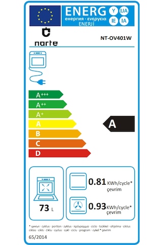 Narte NT-OV401W 73 L Ankastre Fırın Beyaz