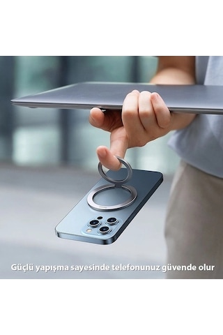Fortunelane Baseus Metal Matkaplı Manyetik Telefon Tutucu: Katlanabilir, Ultra İnce, Masaüstü Desteği, Beyaz Renk - Manyetik Lev