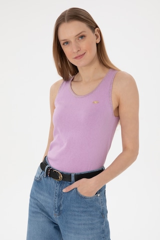U.S. Polo Assn. Kadın Lila Bisiklet Yaka Triko Tişört 50306480-VR034