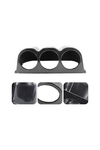 Skycity Araba İç Dekoru 52mm 3 Lü Gauge Paneli, Karbon Fiber Desenli Sabit Tutucu, Kolay Kurulum, Dayanıklı Abs Malzeme