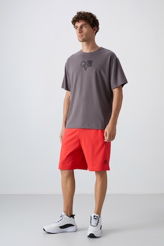 Tommy Life Koyu Gri Pamuklu Kalın Yumuşak Dokulu Oversize Fit Baskılı Erkek T-shirt - 88333 Koyu Gri