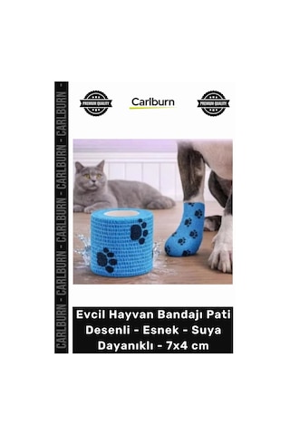 Özel Üretim Kedi Köpek Sargı Evcil Hayvan Bandajı Pati Desenli Esnek Suya Dayanıklı 7x4 Cm