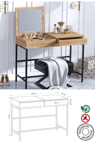 Decormet Linda Makyaj Masası Safir Meşe Safir Meşe