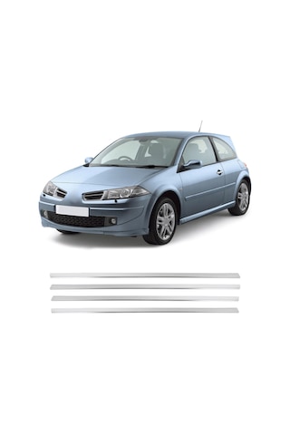 Renault Megane 2 HB Uyumlu 2004-2010 Krom Cam Çıtası 4 Parça Paslanmaz Çelik