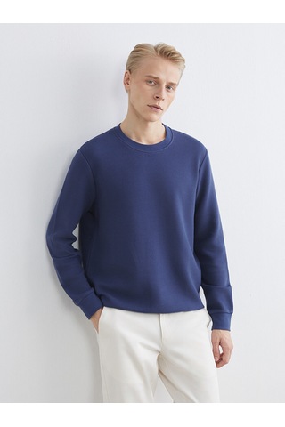 Lcwaıkıkı Classic Lacivert Bisiklet Yaka Dokulu Erkek Sweatshirt