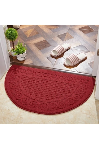 Dianziye Gri Yarı Dairesel Giriş Döşemi - Ev, Banyo Kullanıma Uygun Kaymazlı, Logo Özellikli Hediyelik Paspas 40x63 Cm Diğer