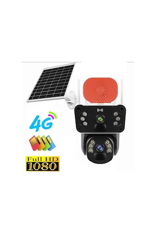 4g Solar Kamera Çift Kameralı Sim Kart Destekli Sirenli Güvenlik Kamerası-125513