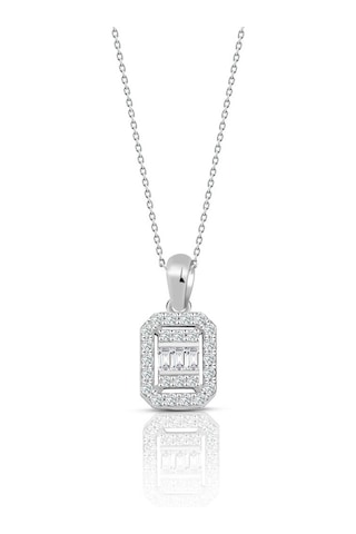 0.30 Ct. Baget Pırlanta Kare Tektaş Kolye