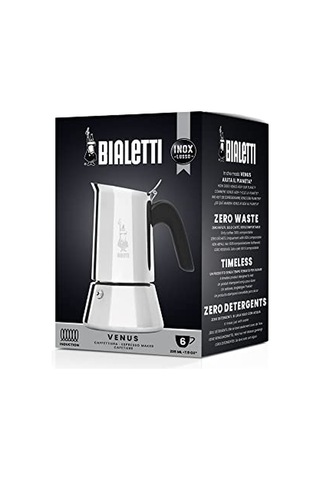 6 Cups Ocak Üstü Espresso Pişirici - 235ml - Kahverengi Gümüş Renk - Paslanmaz Çelik Gövde - Patentli Güvenlik