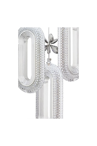 Led Alfa 3'lü Gümüş Kademeli 3 Renk Ledli Kristal Taşlı Modern Led Avize Krom