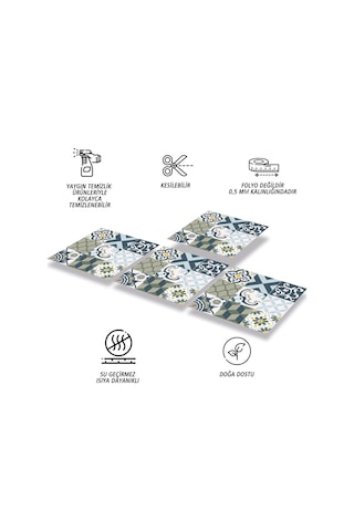 Tink KENDİNDEN YAPIŞKANLI KARMA GREEN DESENLİ PVC KARO 30X30 CM