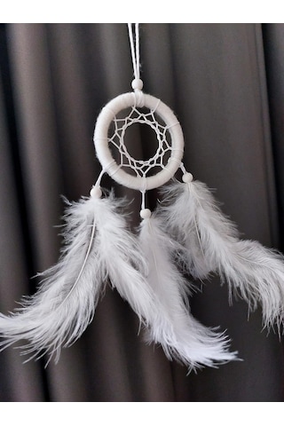 Araba Dikiz Aynası Süsü/rüya Kapanı/düş Kapanı/dreamcatcher/handmade/el Yapımı/beyaz Dreamcatcher