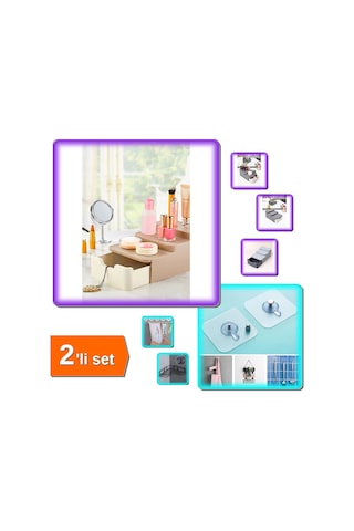 Compact Çekmeceli Ve Standlı Düzenleyici + 3 Adet Yapışkanlı Raf Tutucu Askı - 2li Set P3m9p1 Belirtilmemiş