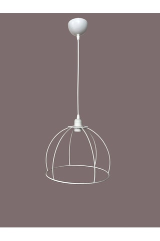 Yarım Küre Avize Teli , İskeleti 30x22 Cm Beyaz Statik Boyalı Duy Takımı Dahil Beyaz