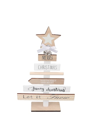 Kangvka Ahşap Noel Ağaç Figürü, Masaüstü Stüdyo Dekoru, Sabit Tabanlı, Noel Eve Süsleme Aleti, Beyaz Renk, Dıy Montajlı