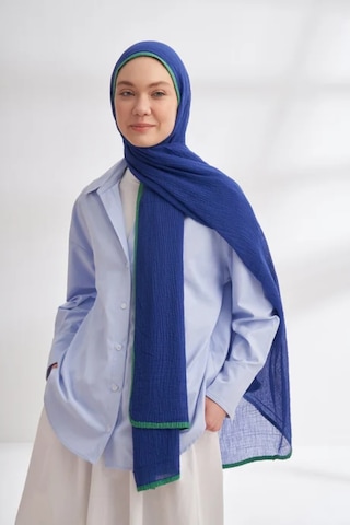 Armanda Müslin Biyeli Şal -90 X 200- 3352-02 - 90 X 200 / Lacivert - 1033 Lacivert - 1033