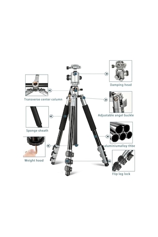Ht-t03 Çok Fonksiyonlu 360 Crossbar Tripod Profesyonel Yatak Dikey Panaromik Başlı Tripod Makro Hassas 160 Cm
