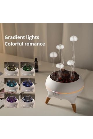 Motion003 Babıqt Dinamik Denizanası Arom Difüzörü Beyaz 3d Mantar Tasarım Uzaktan Kumandalı Çift Sis Nemlendirici 220-240v Abs Ev Ofis İçin