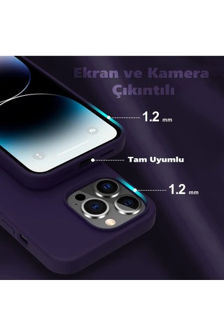 İphone Uyumlu 14 Pro Max Için Kadife Kapak Içi Derin Mor Lansman Kılıf
