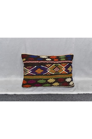 Zehra Abla Halı Yeni El Dokuma Dekoratif Kilim Kırlent Yastık Kılıfı 6685 Çok Renkli
