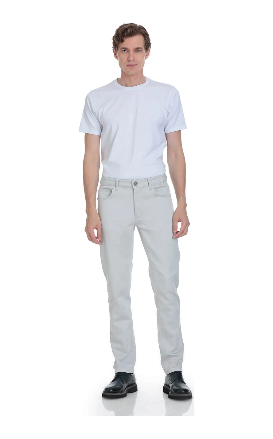 Hatemoğlu Gri Slim Fit 5 Cep Pamuklu Kanvas Pantolon Gri
