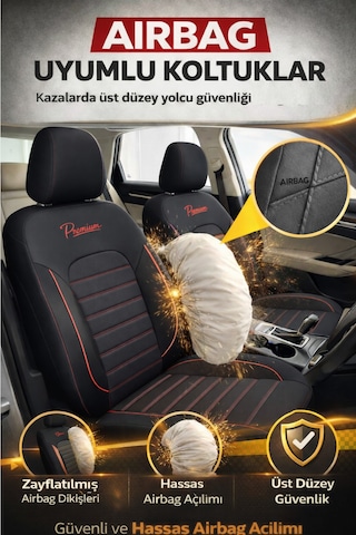 Premium Serisi Lüks Keten Üniversal Oto Koltuk Kılıfı - 5 Koltuk Tam Set Siyah