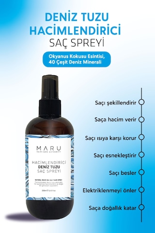 Maru Deniz Tuzu Doğal Dalga Sağlayan Hacim Veren Saç Spreyi 250 ML