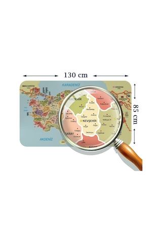 Eğitici - Öğretici Dünya Ve Türkiye Haritası Çocuk Odası Duvar Sticker-85x130-3890 Çok Renkli