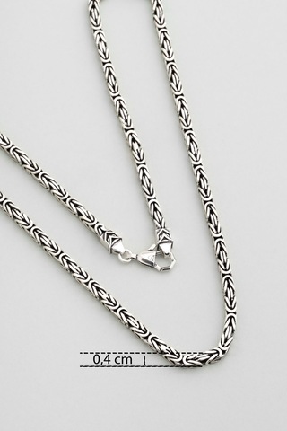 Gladius Gücü Oksitli 60 Cm Gümüş Erkek Kral Zincir Kolye Gri