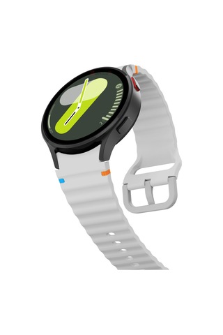 Samsung Galaxy Watch 7 40mm-44mm İle Uyumlu Metal Tokalı Dalgalı Spor Silikon Kordon